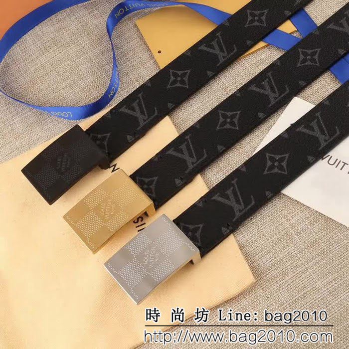 路易威登LV Damier帆布 小牛皮LV經典 Skyline雙面男士皮帶 兩種佩戴方式 LHG1598